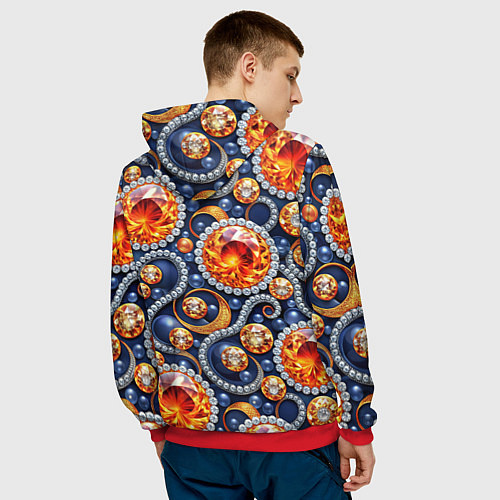 Мужская толстовка Ювелирные украшение с золотом и бриллиантом паттер / 3D-Красный – фото 4