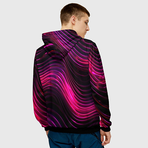 Мужская толстовка Неоновая яркая геометрическая абстракция со светом / 3D-Черный – фото 4