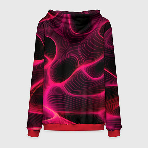 Мужская толстовка Неоновая яркая геометрическая абстракция со светом / 3D-Красный – фото 2