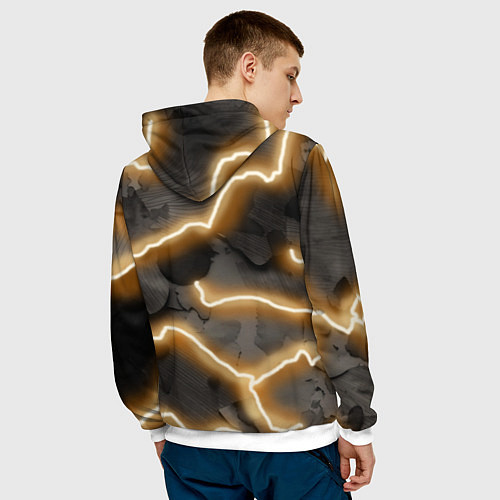 Мужская толстовка Электрический удар молнии паттерн / 3D-Белый – фото 4