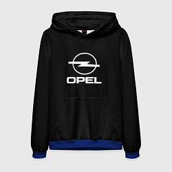 Толстовка-худи мужская Opel logo white, цвет: 3D-синий