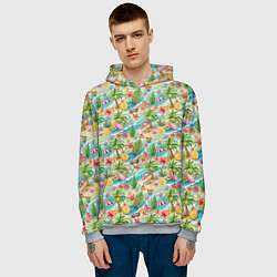 Толстовка-худи мужская Летнее настроение паттерн, цвет: 3D-меланж — фото 2