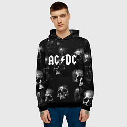 Толстовка-худи мужская AC DC - черные черепа, цвет: 3D-черный — фото 2