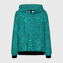 Толстовка-худи мужская Гипнотический круг чёрно-голубой, цвет: 3D-черный