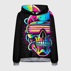 Мужская толстовка Cyber skull - ai art neon