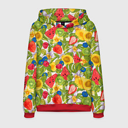 Мужская толстовка Фрукты на цветочном фоне