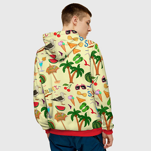 Мужская толстовка Летний отпускной паттерн / 3D-Красный – фото 4