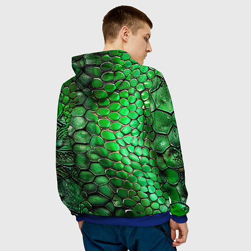 Мужская толстовка Зеленая змеиная кожа / 3D-Синий – фото 4