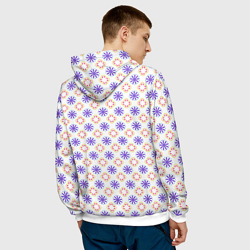 Мужская толстовка Красивый узор цветочки / 3D-Белый – фото 4