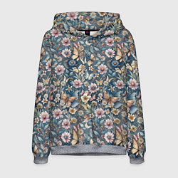Мужская толстовка Летний узор с цветами и бабочками