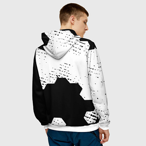 Мужская толстовка Juventus hexagon black sport / 3D-Белый – фото 4