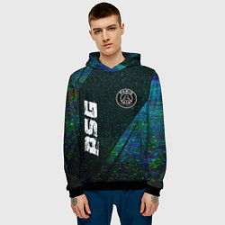 Толстовка-худи мужская PSG glitch blue, цвет: 3D-черный — фото 2