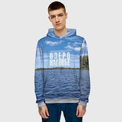 Толстовка-худи мужская Озеро Наговье, цвет: 3D-меланж — фото 2