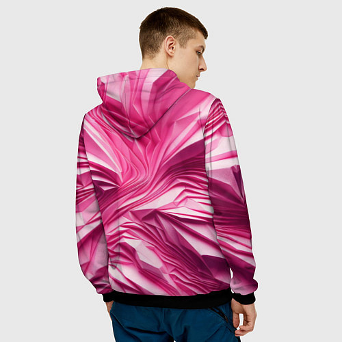 Мужская толстовка Розовые ломанные линии / 3D-Черный – фото 4