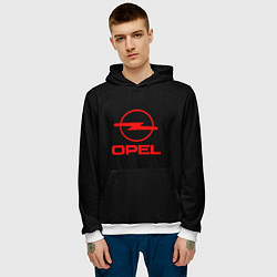 Толстовка-худи мужская Opel red logo auto, цвет: 3D-белый — фото 2