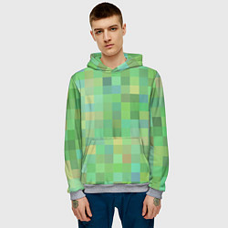 Толстовка-худи мужская Пиксели в зеленом, цвет: 3D-меланж — фото 2