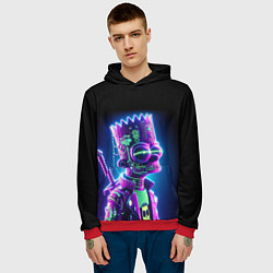 Толстовка-худи мужская Bart Simpson cyber ninja - neon glow, цвет: 3D-красный — фото 2