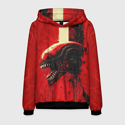 Толстовка-худи мужская Ксеноморф в красных тонах, цвет: 3D-черный