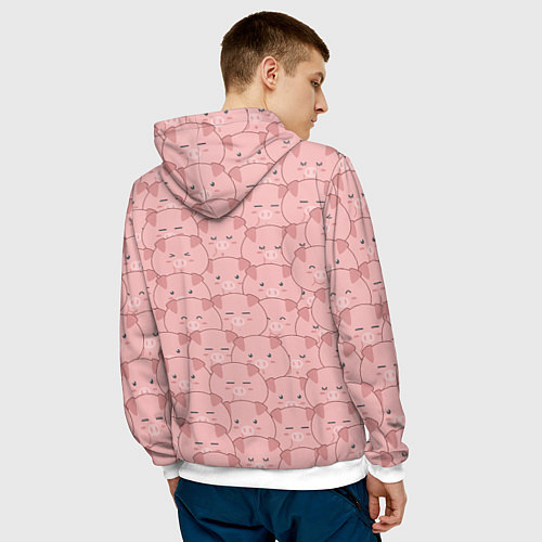 Мужская толстовка Свинки паттерн / 3D-Белый – фото 4