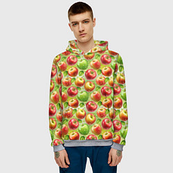 Толстовка-худи мужская Натуральные яблоки паттерн, цвет: 3D-меланж — фото 2