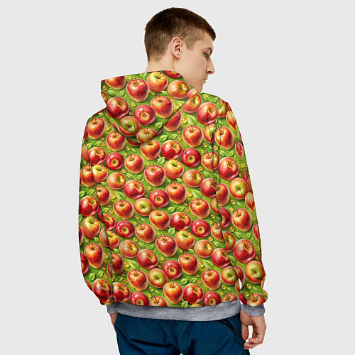 Мужская толстовка Румяные яблоки паттерн / 3D-Меланж – фото 4