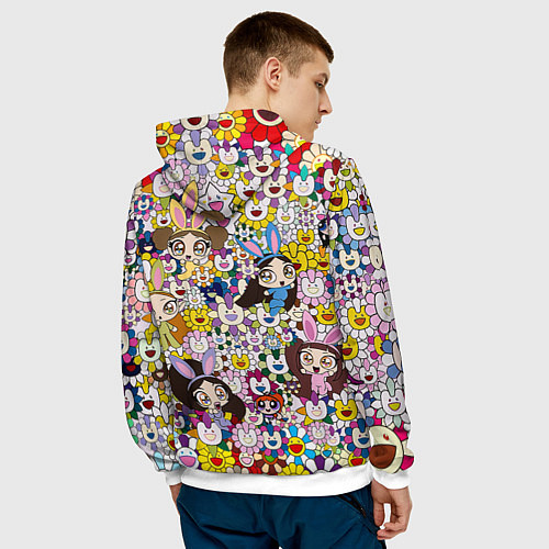 Мужская толстовка Right now NewJeans and Takashi Murakami / 3D-Белый – фото 4
