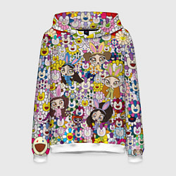 Толстовка-худи мужская Right now NewJeans and Takashi Murakami, цвет: 3D-белый