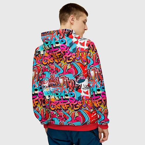 Мужская толстовка Hip hop graffiti pattern / 3D-Красный – фото 4