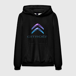 Толстовка-худи мужская Citroen logo neon, цвет: 3D-черный