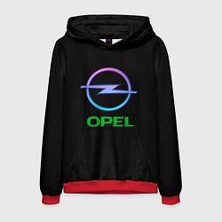 Толстовка-худи мужская Opel auto neon, цвет: 3D-красный