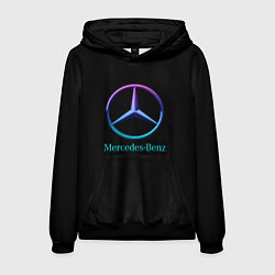 Толстовка-худи мужская Mercedes neon logo, цвет: 3D-черный