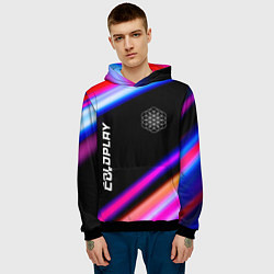 Толстовка-худи мужская Coldplay neon rock lights, цвет: 3D-черный — фото 2