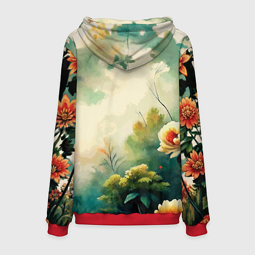 Мужская толстовка Кот в кимоно в японском стиле / 3D-Красный – фото 2