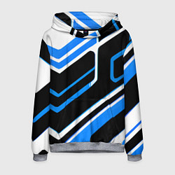 Мужская толстовка Бело-синие линии на чёрном фоне