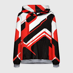 Мужская толстовка Бело-красные линии на чёрном фоне