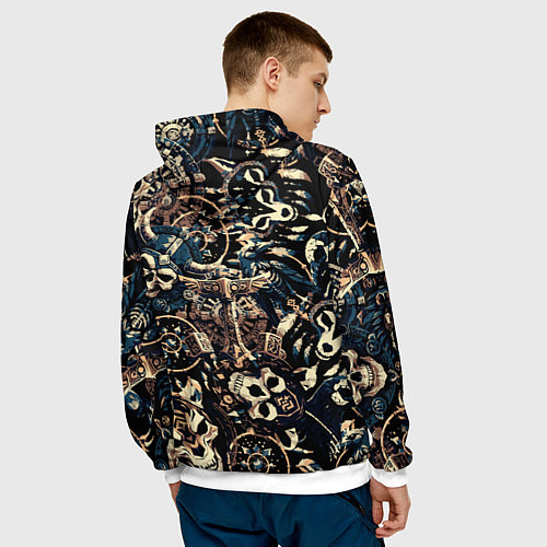 Мужская толстовка AC DC на фоне викингов рун воронов и черепов / 3D-Белый – фото 4