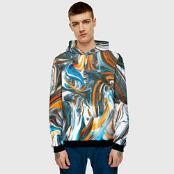 Толстовка-худи мужская Иллюзия смешанных абстрактных красок, цвет: 3D-черный — фото 2