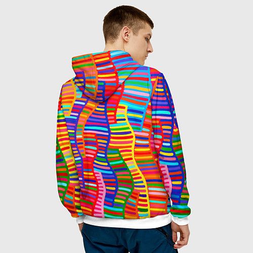 Мужская толстовка Абстрактная полноцветная живопись / 3D-Белый – фото 4