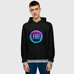 Толстовка-худи мужская FIAT logo neon, цвет: 3D-меланж — фото 2