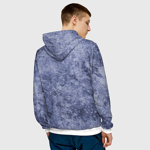 Мужская толстовка Абстракция - синий лёд / 3D-Белый – фото 4