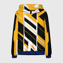 Толстовка-худи мужская Black and yellow stripes on a white background, цвет: 3D-синий