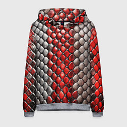 Толстовка-худи мужская Змеиная объемная текстурная красная шкура, цвет: 3D-меланж