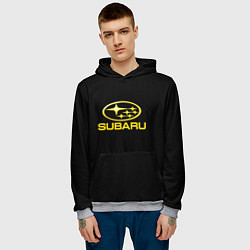 Толстовка-худи мужская Subaru logo yellow, цвет: 3D-меланж — фото 2