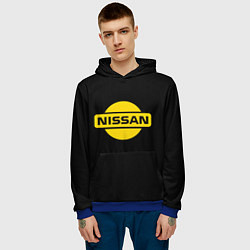 Толстовка-худи мужская Nissan yellow logo, цвет: 3D-синий — фото 2