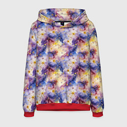 Толстовка-худи мужская Акварельное небо с созвездиями, цвет: 3D-красный