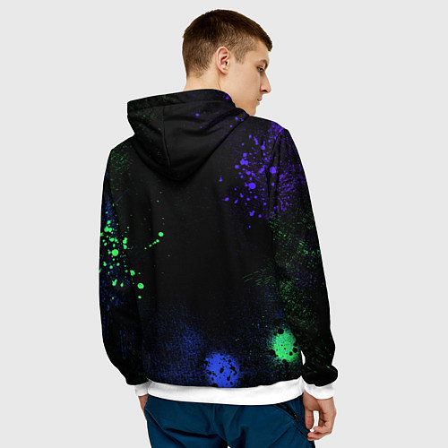 Мужская толстовка Дух череп - самурай / 3D-Белый – фото 4