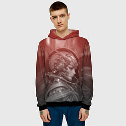 Толстовка-худи мужская Гравюра девуша-андроид, цвет: 3D-черный — фото 2