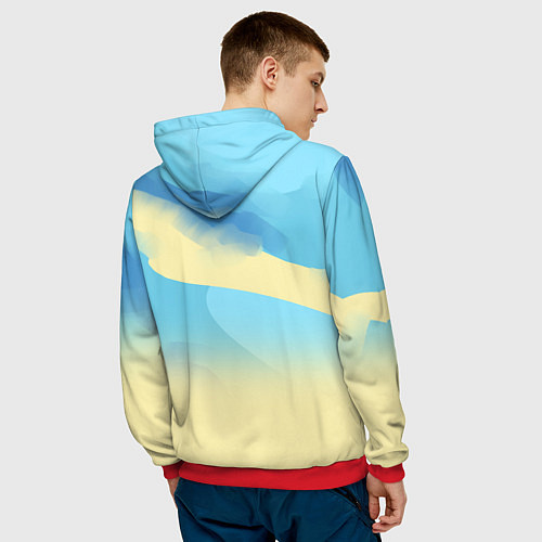 Мужская толстовка Медведь на мотоцикле - байкер / 3D-Красный – фото 4