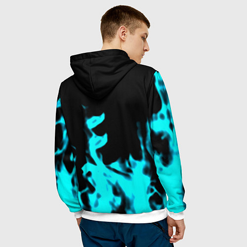 Мужская толстовка Cyberpunk neon flame / 3D-Белый – фото 4
