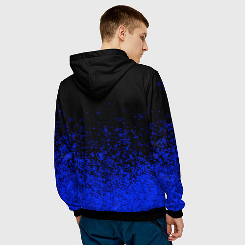 Мужская толстовка Чёрный и ультрамарин абстрактный / 3D-Черный – фото 4